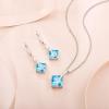 imageSquare Princess Cut Necklace 925 Sterling Silver Solitaire Pendant Necklace Birthstone Jewelry Gifts for Women03 March  Aquamarine