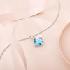 imageSquare Princess Cut Necklace 925 Sterling Silver Solitaire Pendant Necklace Birthstone Jewelry Gifts for Women03 March  Aquamarine
