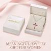 imageWomen Cross Necklace 925 Sterling Silver Halo Gemstone Necklace Crucifix Religious Pendant Birthstone Jewelry Gifts for Her01 January  Garnet