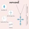 imageWomen Cross Necklace 925 Sterling Silver Halo Gemstone Necklace Crucifix Religious Pendant Birthstone Jewelry Gifts for Her03 March  Aquamarine