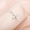 imageWomen Cross Necklace 925 Sterling Silver Halo Gemstone Necklace Crucifix Religious Pendant Birthstone Jewelry Gifts for Her04 April  Simulated Diamond