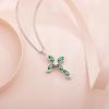 imageWomen Cross Necklace 925 Sterling Silver Halo Gemstone Necklace Crucifix Religious Pendant Birthstone Jewelry Gifts for Her05 May  Emerald