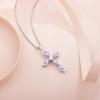 imageWomen Cross Necklace 925 Sterling Silver Halo Gemstone Necklace Crucifix Religious Pendant Birthstone Jewelry Gifts for Her06 June  Alexandrite