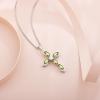 imageWomen Cross Necklace 925 Sterling Silver Halo Gemstone Necklace Crucifix Religious Pendant Birthstone Jewelry Gifts for Her08 August  Peridot