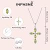 imageWomen Cross Necklace 925 Sterling Silver Halo Gemstone Necklace Crucifix Religious Pendant Birthstone Jewelry Gifts for Her08 August  Peridot