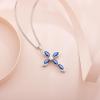 imageWomen Cross Necklace 925 Sterling Silver Halo Gemstone Necklace Crucifix Religious Pendant Birthstone Jewelry Gifts for Her09 September  Sapphire