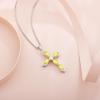 imageWomen Cross Necklace 925 Sterling Silver Halo Gemstone Necklace Crucifix Religious Pendant Birthstone Jewelry Gifts for Her11 November  Citrine