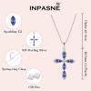 imageWomen Cross Necklace 925 Sterling Silver Halo Gemstone Necklace Crucifix Religious Pendant Birthstone Jewelry Gifts for Her12 December  Tanzanite