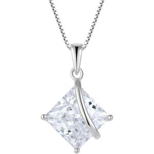 imageSquare Princess Cut Necklace 925 Sterling Silver Solitaire Pendant Necklace Birthstone Jewelry Gifts for Women04 April  Simulated Diamond