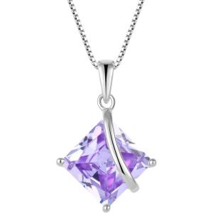 imageSquare Princess Cut Necklace 925 Sterling Silver Solitaire Pendant Necklace Birthstone Jewelry Gifts for Women06 June  Alexandrite