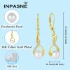 imageFreshwater Pearl Drop Earrings for Women 925 Sterling Silver Infinity Dangle Leverback Earrings Pearl Jewelry Gifts for HerYellow Gold Plated