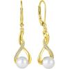 imageFreshwater Pearl Drop Earrings for Women 925 Sterling Silver Infinity Dangle Leverback Earrings Pearl Jewelry Gifts for HerYellow Gold Plated