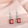 imageEmerald Cut Earrings 925 Sterling Silver Baguette Birthstone Dangle Drop Leverback Earrings Jewelry Gifts for Women01 January  Garnet