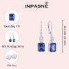 imageEmerald Cut Earrings 925 Sterling Silver Baguette Birthstone Dangle Drop Leverback Earrings Jewelry Gifts for Women12 December  Tanzanite