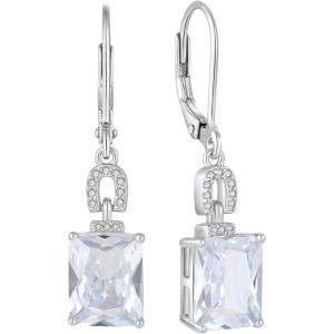 imageEmerald Cut Earrings 925 Sterling Silver Baguette Birthstone Dangle Drop Leverback Earrings Jewelry Gifts for Women04 April  Simulated Diamond