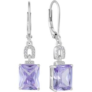 imageEmerald Cut Earrings 925 Sterling Silver Baguette Birthstone Dangle Drop Leverback Earrings Jewelry Gifts for Women06 June  Alexandrite