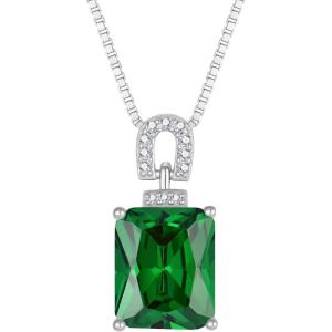 imageEmerald Cut Necklace 925 Sterling Silver Baguette Birthstone Pendant Necklace Jewelry Gifts for Women05 May  Emerald