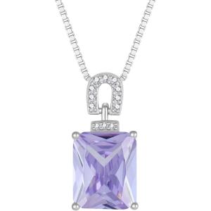 imageEmerald Cut Necklace 925 Sterling Silver Baguette Birthstone Pendant Necklace Jewelry Gifts for Women06 June  Alexandrite