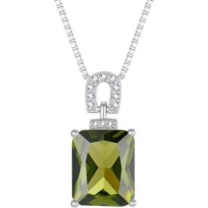 imageEmerald Cut Necklace 925 Sterling Silver Baguette Birthstone Pendant Necklace Jewelry Gifts for Women08 August  Peridot