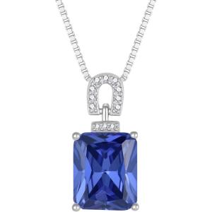 imageEmerald Cut Necklace 925 Sterling Silver Baguette Birthstone Pendant Necklace Jewelry Gifts for Women12 December  Tanzanite