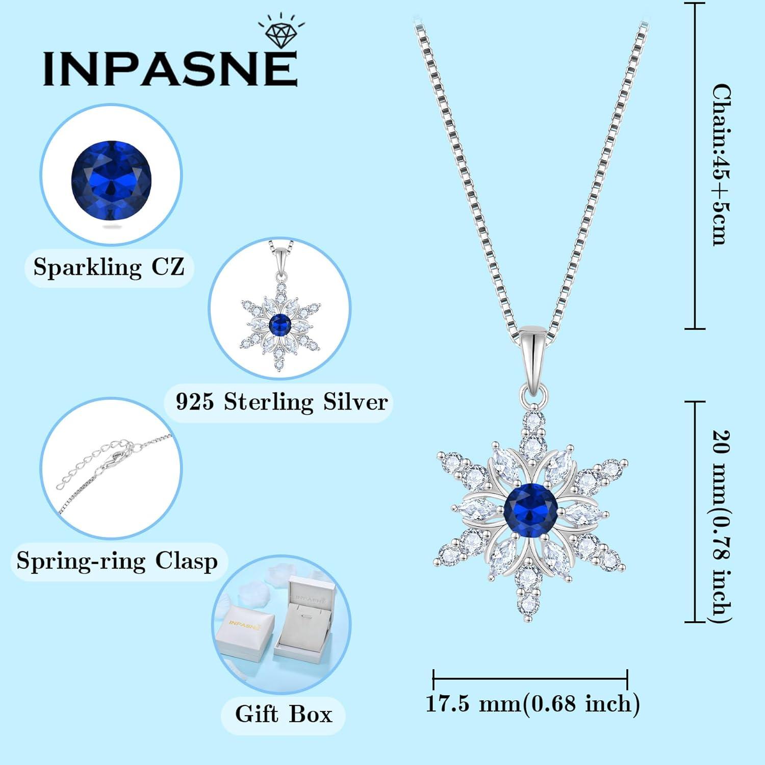 imageSnowflake Necklace for Women 925 Sterling Silver Christmas Pednant Necklace Birthstone Jewelry Gifts for Her09 September  Sapphire