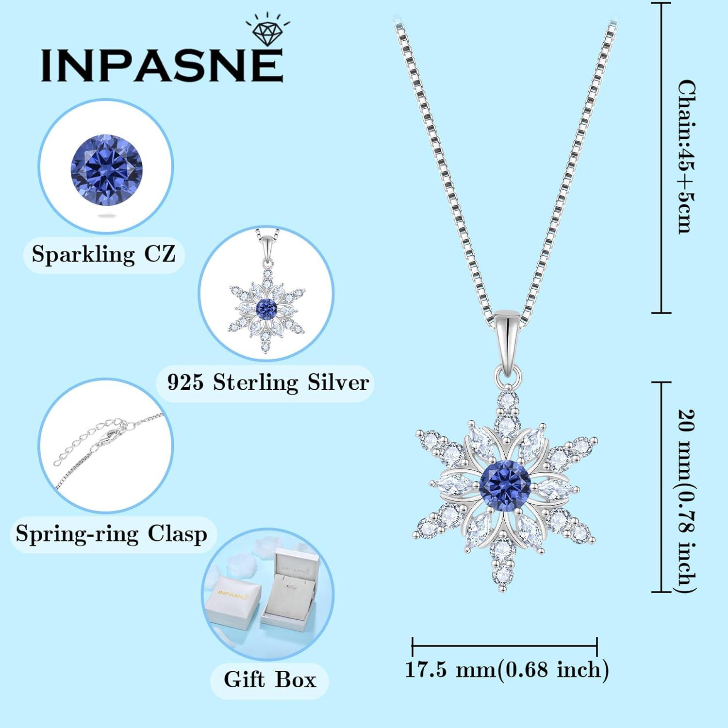 imageSnowflake Necklace for Women 925 Sterling Silver Christmas Pednant Necklace Birthstone Jewelry Gifts for Her12 December  Tanzanite