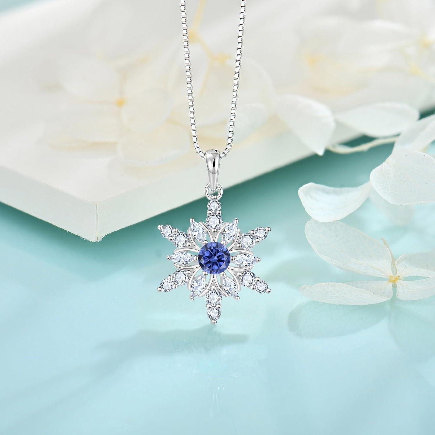 imageSnowflake Necklace for Women 925 Sterling Silver Christmas Pednant Necklace Birthstone Jewelry Gifts for Her12 December  Tanzanite