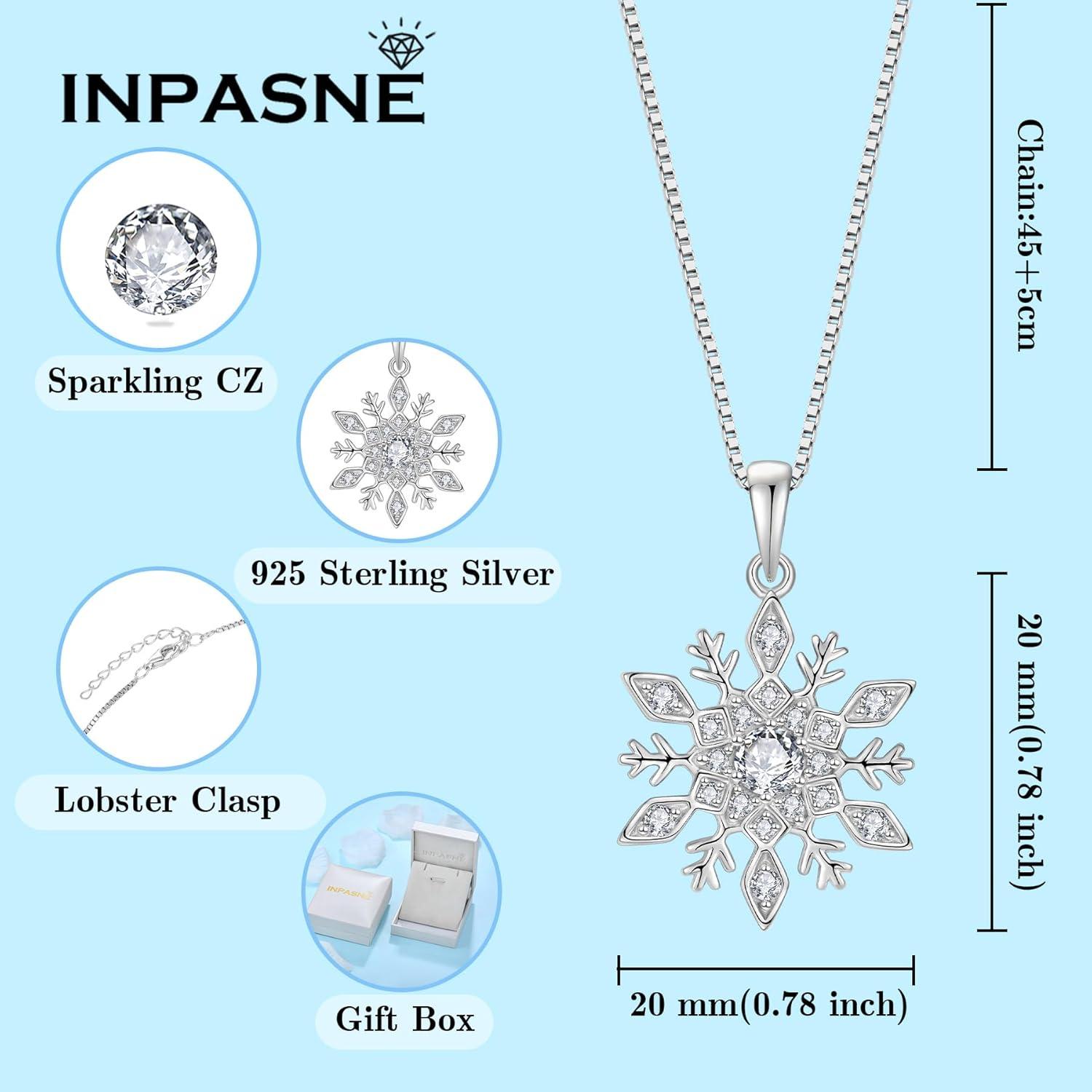 imageWomen Snowflake Necklace 925 Sterling Silver Snowflake Pendant Necklace Birthstone Jewelry Christmas Gifts for Her04 April  Simulated Diamond