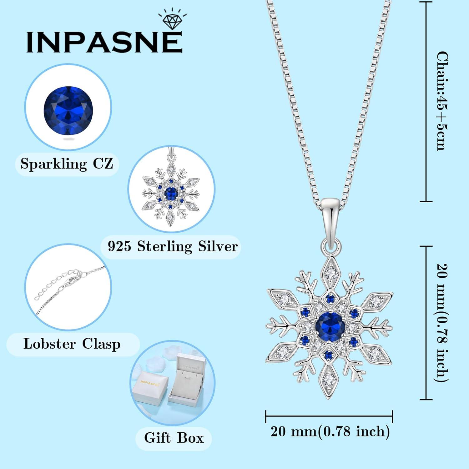imageWomen Snowflake Necklace 925 Sterling Silver Snowflake Pendant Necklace Birthstone Jewelry Christmas Gifts for Her09 September  Sapphire