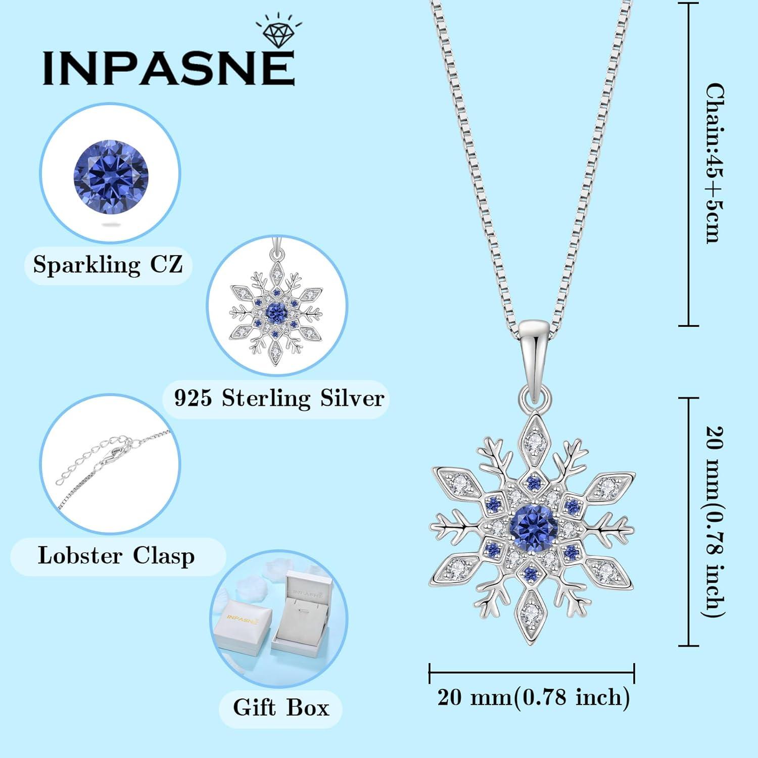 imageWomen Snowflake Necklace 925 Sterling Silver Snowflake Pendant Necklace Birthstone Jewelry Christmas Gifts for Her12 December  Tanzanite