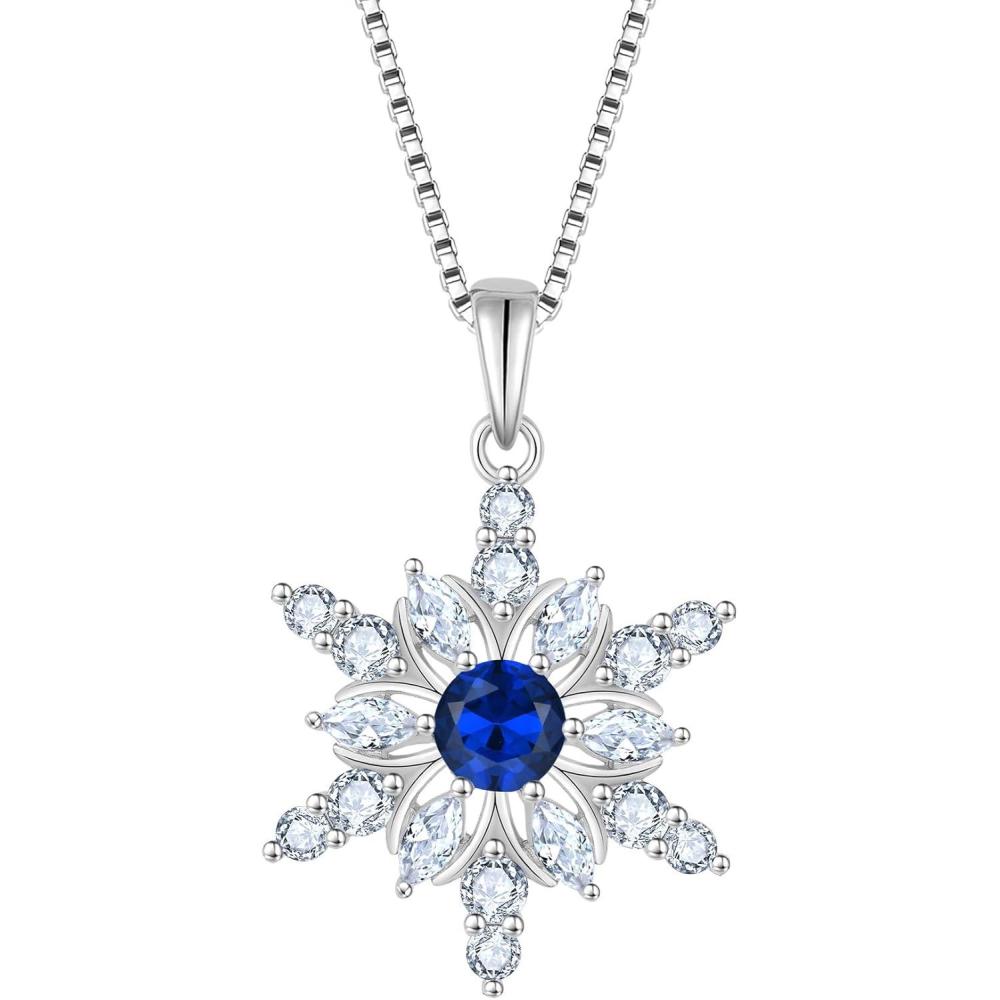 imageSnowflake Necklace for Women 925 Sterling Silver Christmas Pednant Necklace Birthstone Jewelry Gifts for Her09 September  Sapphire