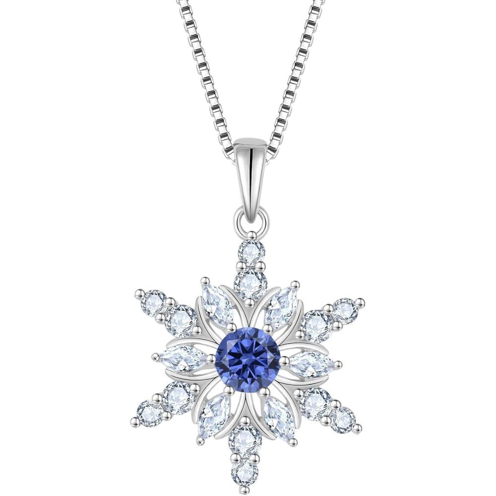 imageSnowflake Necklace for Women 925 Sterling Silver Christmas Pednant Necklace Birthstone Jewelry Gifts for Her12 December  Tanzanite