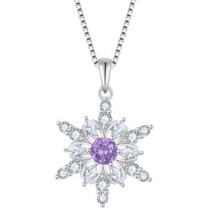 imageSnowflake Necklace for Women 925 Sterling Silver Christmas Pednant Necklace Birthstone Jewelry Gifts for Her02 February  Amethyst