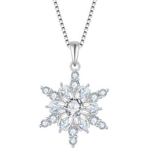 imageSnowflake Necklace for Women 925 Sterling Silver Christmas Pednant Necklace Birthstone Jewelry Gifts for Her04 April  Simulated Diamond