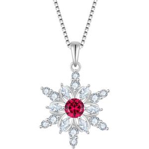 imageSnowflake Necklace for Women 925 Sterling Silver Christmas Pednant Necklace Birthstone Jewelry Gifts for Her07 July  Ruby