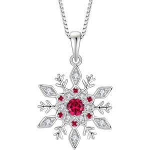 imageWomen Snowflake Necklace 925 Sterling Silver Snowflake Pendant Necklace Birthstone Jewelry Christmas Gifts for Her07 July  Ruby