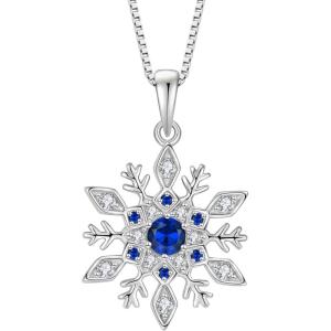 imageWomen Snowflake Necklace 925 Sterling Silver Snowflake Pendant Necklace Birthstone Jewelry Christmas Gifts for Her09 September  Sapphire