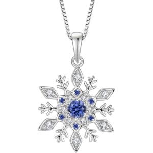 imageWomen Snowflake Necklace 925 Sterling Silver Snowflake Pendant Necklace Birthstone Jewelry Christmas Gifts for Her12 December  Tanzanite