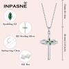 imageCross Necklace and Bracelet for Women 925 Sterling Silver Infinity Butterfly Pendant Necklace Bracelet Emerald May Birthstone Jewelry Set Crucifix Religious Gifts for Her