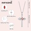 imageCross Necklace and Bracelet for Women 925 Sterling Silver Infinity Butterfly Pendant Necklace Bracelet Garnet January Birthstone Jewelry Set Crucifix Religious Gifts for Her