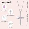imageCross Necklace and Bracelet for Women 925 Sterling Silver Infinity Butterfly Pendant Necklace Bracelet Pink Tourmaline October Birthstone Jewelry Set Crucifix Religious Gifts for Her