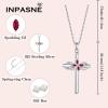 imageCross Necklace and Bracelet for Women 925 Sterling Silver Infinity Butterfly Pendant Necklace Bracelet Ruby July Birthstone Jewelry Set Crucifix Religious Gifts for Her