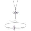 imageCross Necklace and Bracelet for Women 925 Sterling Silver Infinity Butterfly Pendant Necklace Bracelet Amethyst February Birthstone Jewelry Set Crucifix Religious Gifts for Her
