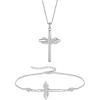 imageCross Necklace and Bracelet for Women 925 Sterling Silver Infinity Butterfly Pendant Necklace Bracelet Cubic Zirconia April Birthstone Jewelry Set Crucifix Religious Gifts for Her