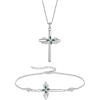 imageCross Necklace and Bracelet for Women 925 Sterling Silver Infinity Butterfly Pendant Necklace Bracelet Emerald May Birthstone Jewelry Set Crucifix Religious Gifts for Her