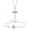 imageCross Necklace and Bracelet for Women 925 Sterling Silver Infinity Butterfly Pendant Necklace Bracelet Garnet January Birthstone Jewelry Set Crucifix Religious Gifts for Her