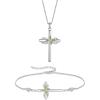 imageCross Necklace and Bracelet for Women 925 Sterling Silver Infinity Butterfly Pendant Necklace Bracelet Peridot August Birthstone Jewelry Set Crucifix Religious Gifts for Her