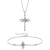 imageCross Necklace and Bracelet for Women 925 Sterling Silver Infinity Butterfly Pendant Necklace Bracelet Sapphire September Birthstone Jewelry Set Crucifix Religious Gifts for Her