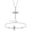 imageCross Necklace and Bracelet for Women 925 Sterling Silver Infinity Butterfly Pendant Necklace Bracelet Tanzanite December Birthstone Jewelry Set Crucifix Religious Gifts for Her