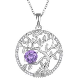imageTree of Life Necklace 925 Sterling Silver Family Tree Pendant Birthstone Jewelry Gifts for Women02 February  Amethyst